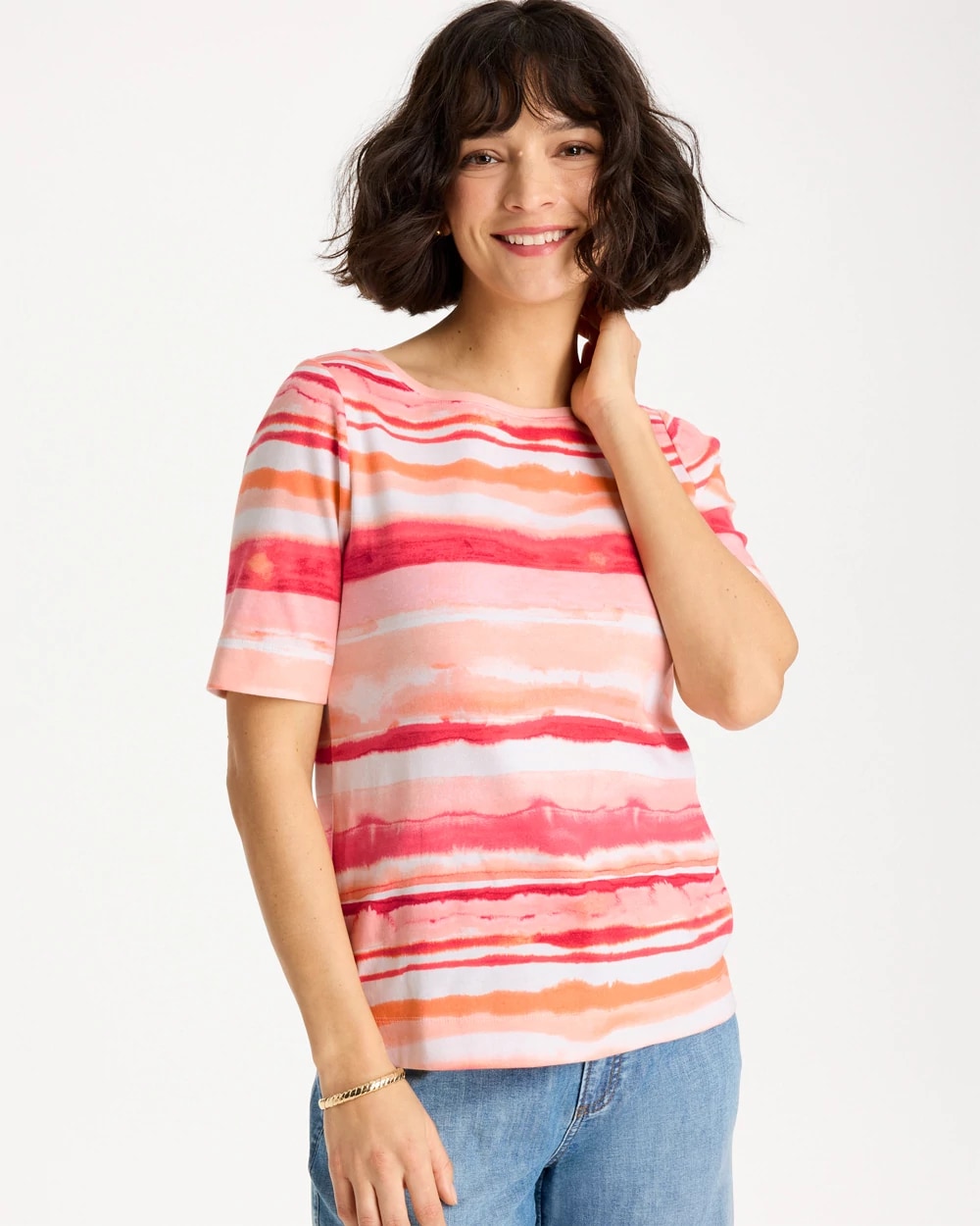Grotto Mist Pima Elbow Sleeve Tee, photo 1 of 5