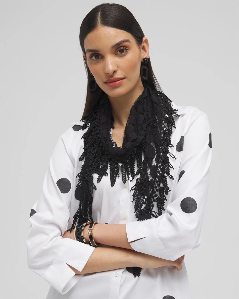 Lace Fringe Scarf click to view larger image.