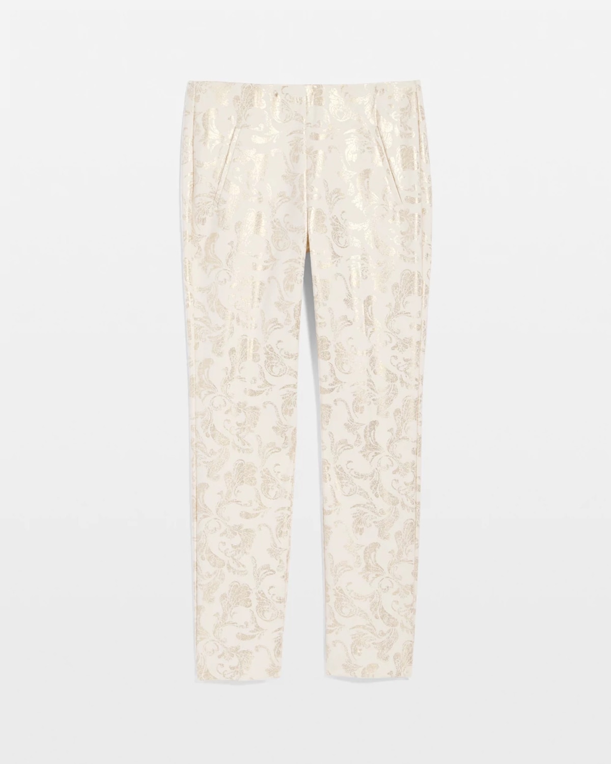 Chico's Juliet Golden Foiled Slim Ankle Pants In Cream In White
