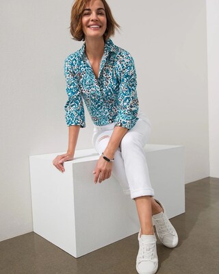 No-Iron Stretch Paisley Print Shirt