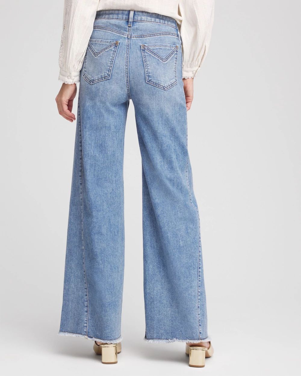 Petite High-Rise Wide-Leg Frayed Jeans