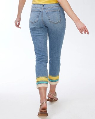 Girlfriend Embellished Distressed Crops