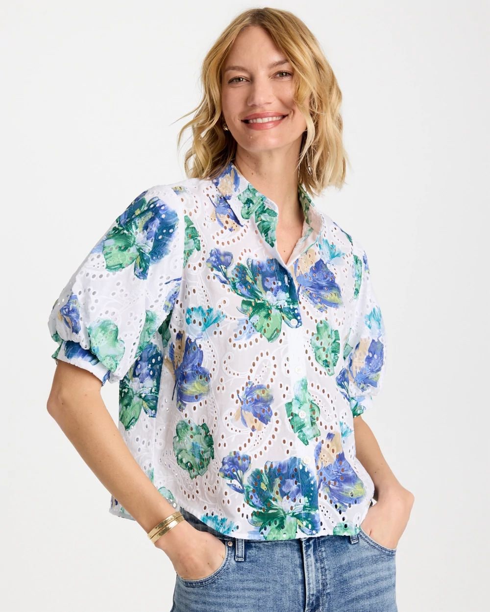 Floral Paisley Eyelet Blouse