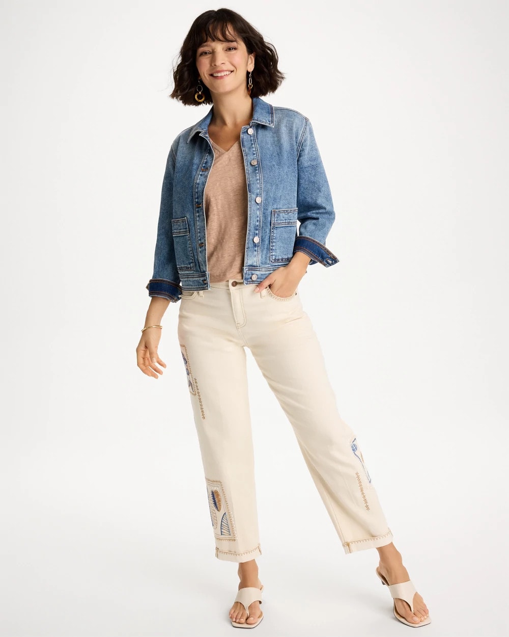 Women's Petite Patchwork Relaxed Boyfriend Jean in Denim | Chico's