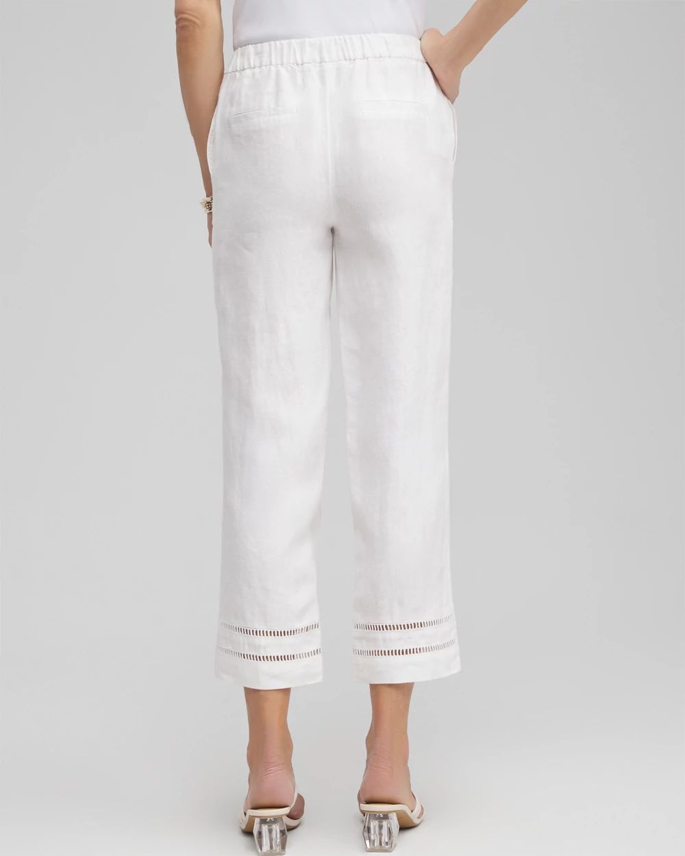 Linen Ladder Trim Cropped Pants