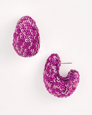 No Droop® Purple Sequin Huggie Earrings click to view larger image.