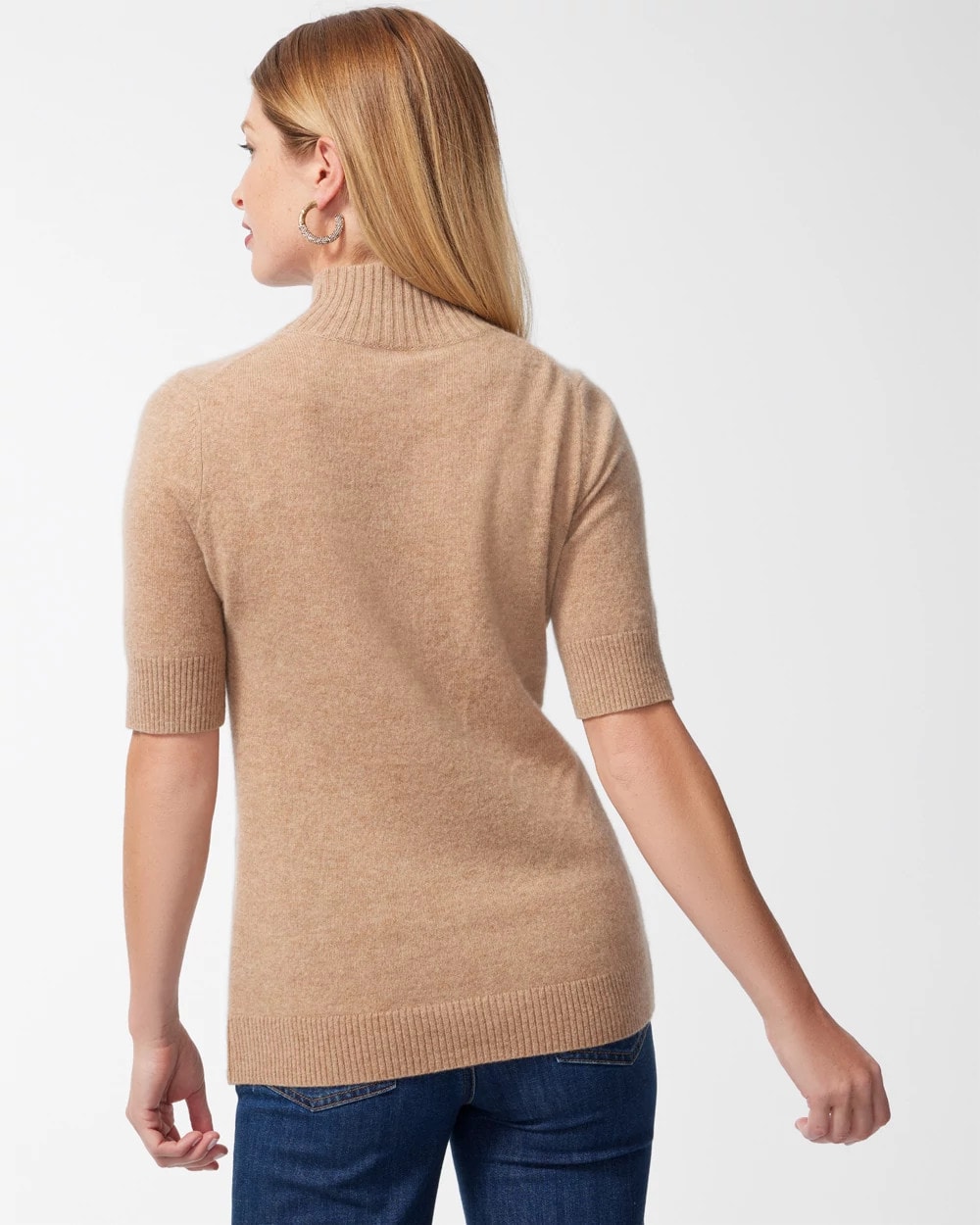 Cashmere Elbow Sleeve Pullover Sweater