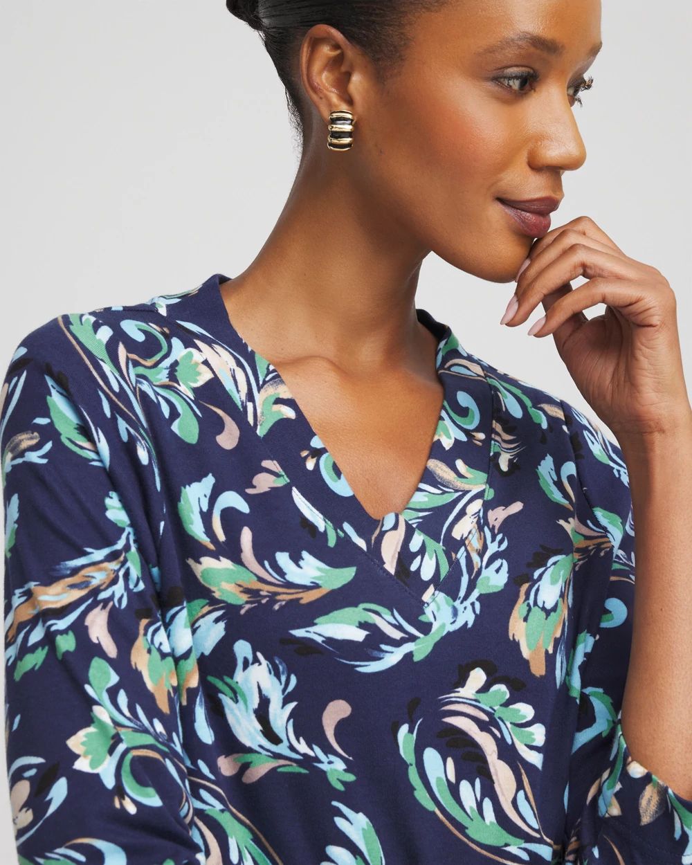Printed Pima 3/4 Sleeve Tee