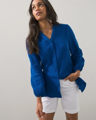 Gauze Button Down Top