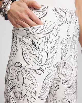 Brigitte™ Floral Embroidered Wide-Leg Cropped Pants click to view larger image.