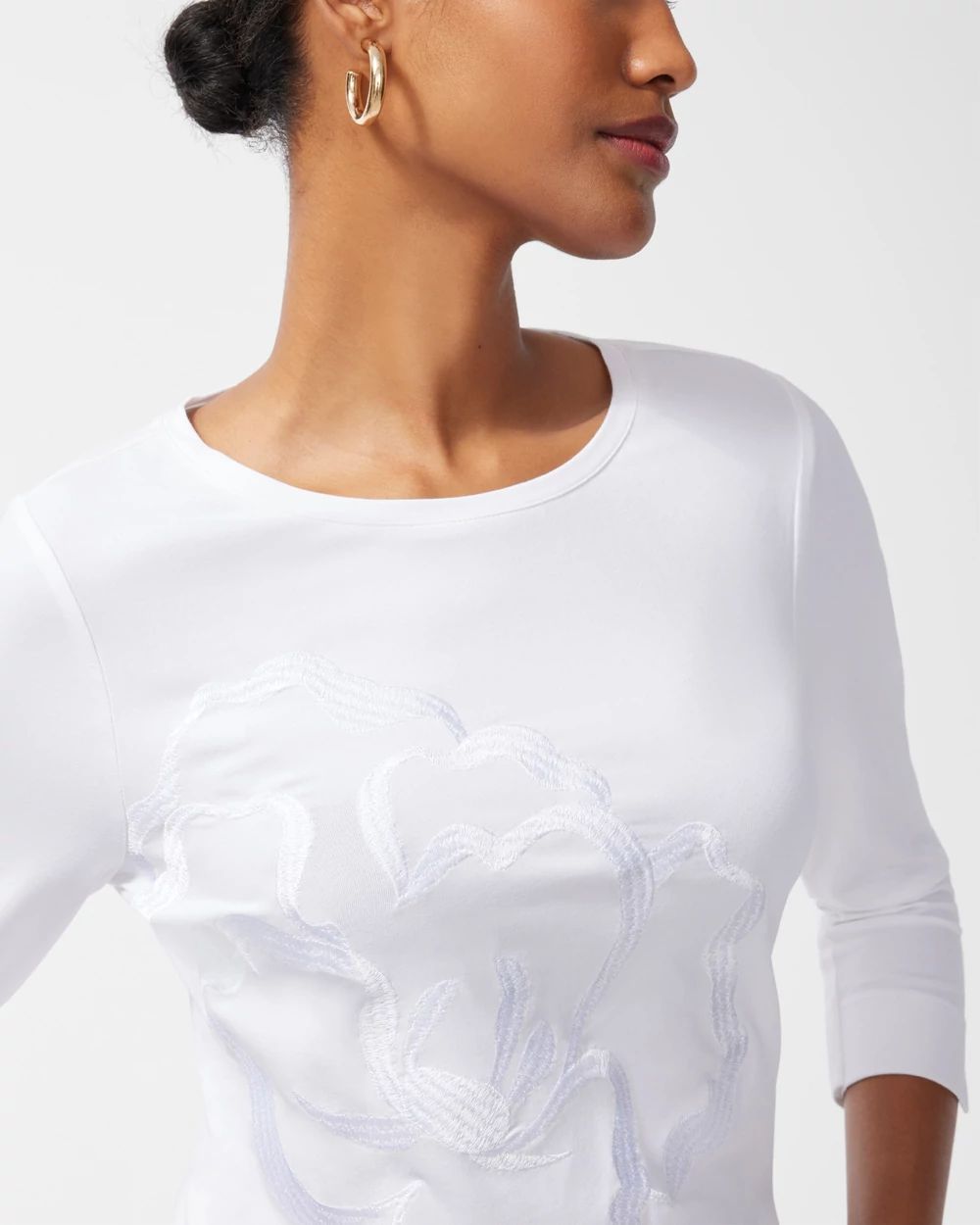 3/4 Sleeve Embroidered Perfect Tee