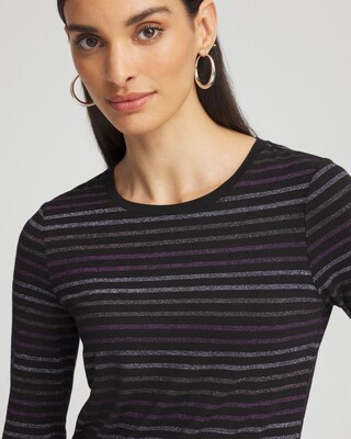 Touch of Cool™ Lurex Stripe Long Sleeve Layering Tee click to view larger image.