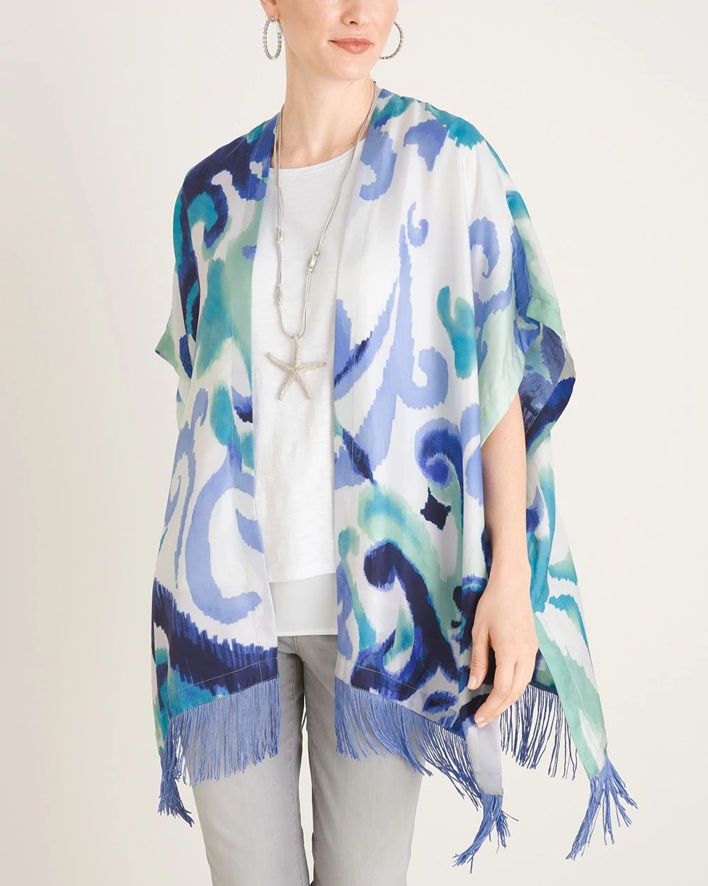 Silk Whimsical Scroll Ruana Wrap