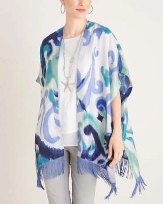 Silk Whimsical Scroll Ruana Wrap