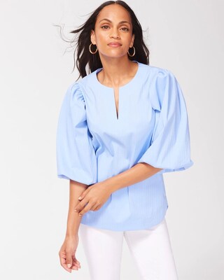 No Iron Stretch Shadow Stripe Top