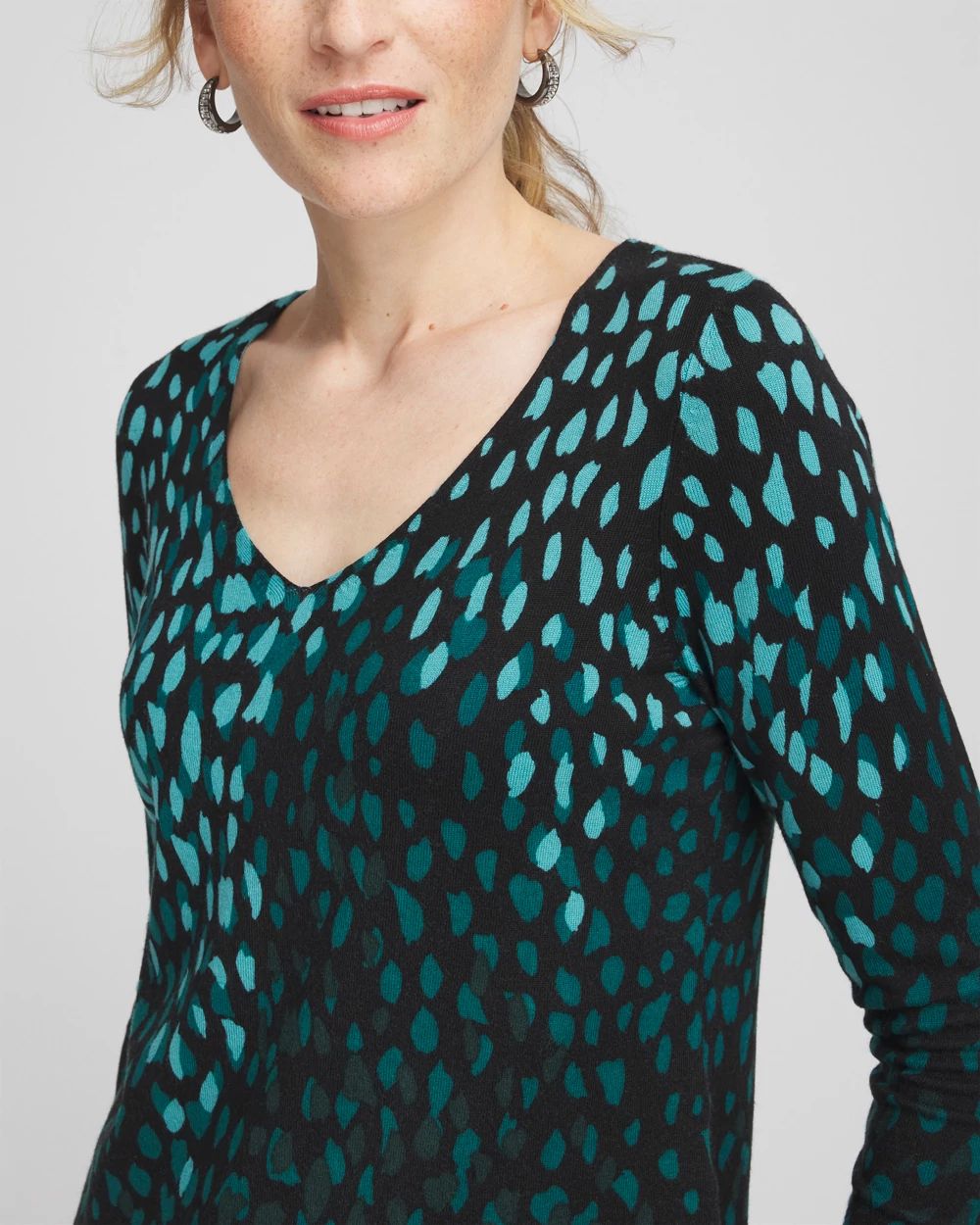 Dots V-Neck Pullover Sweater