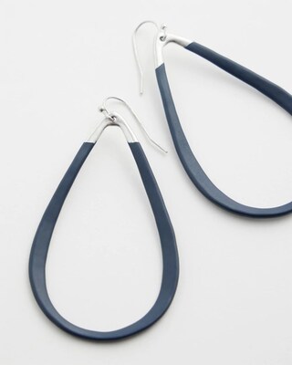 Navy Teardrop Hoops