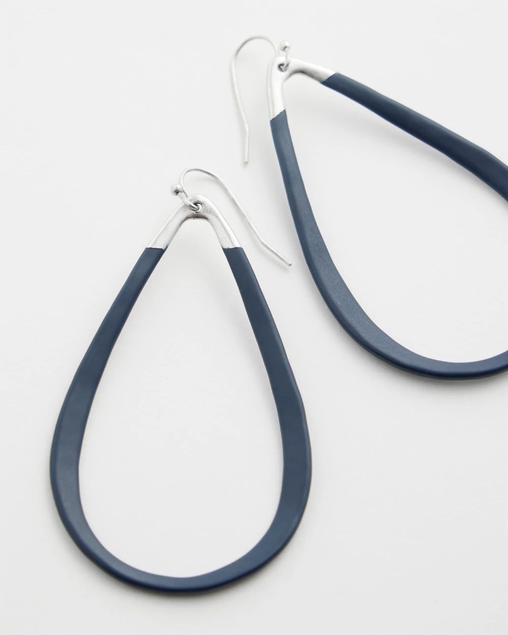 Navy Teardrop Hoops