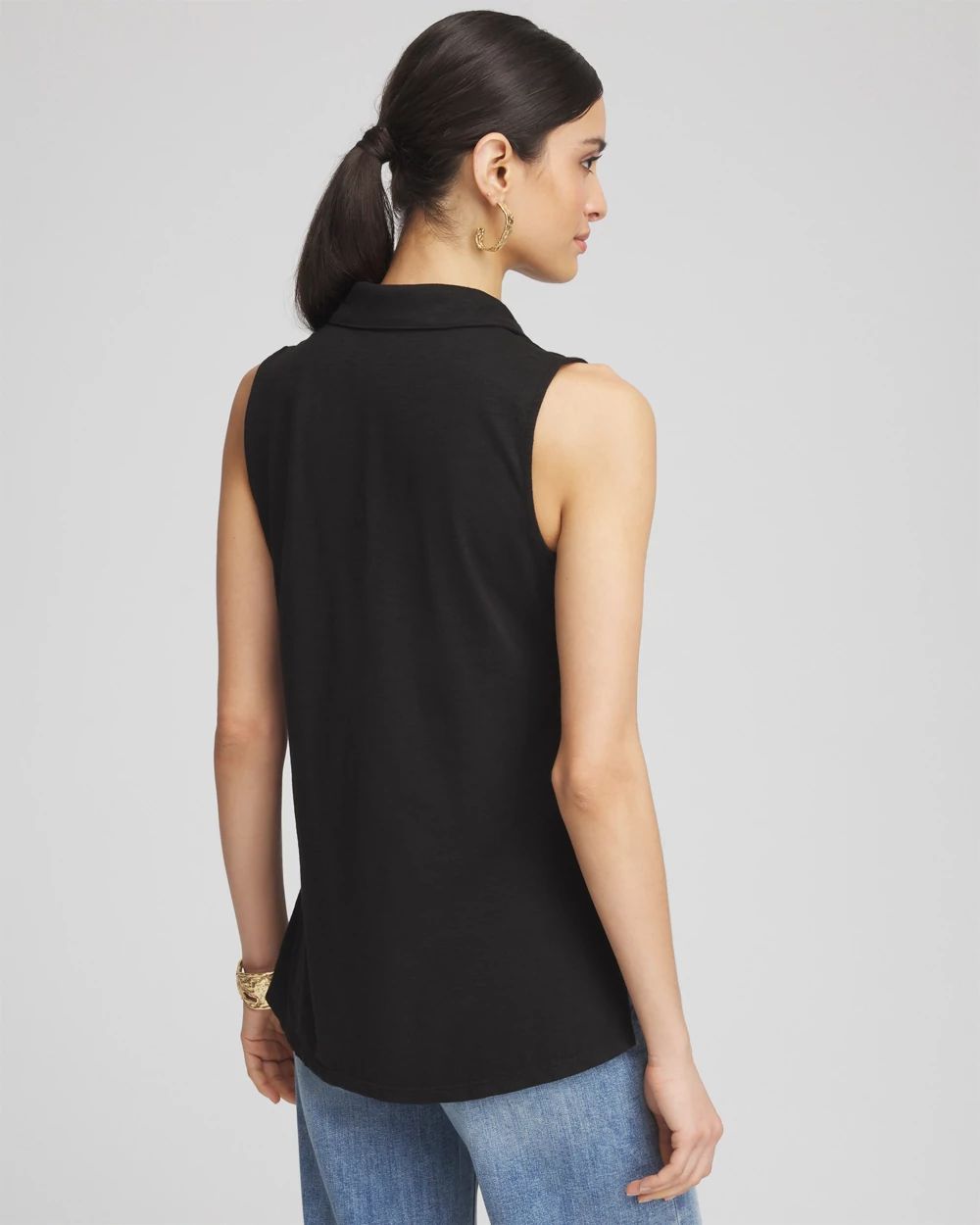 Slub Sleeveless Collared Tunic