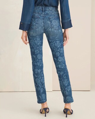 So Slimming Floral Print Ankle Jeans