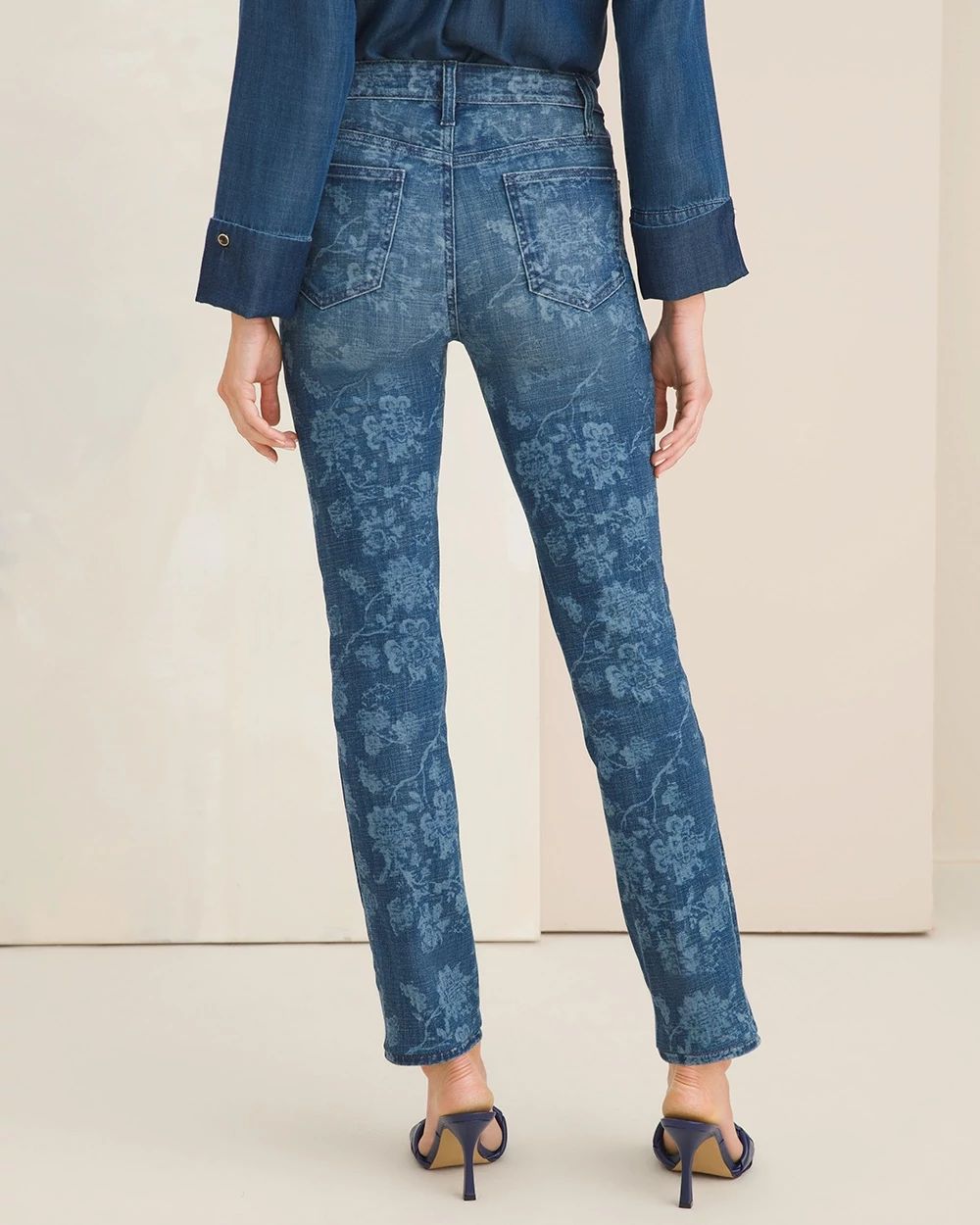 So Slimming Floral Print Ankle Jeans