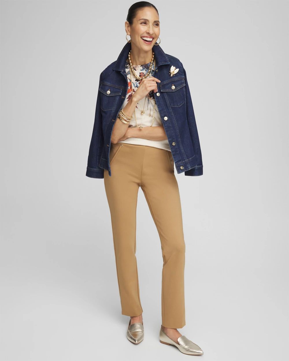 Juliet Ponte Trim Detail Ankle Pants click to view larger image.