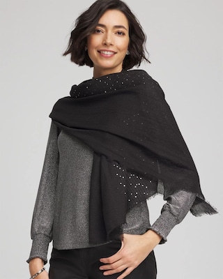 Metallic Stripe Oblong Scarf click to view larger image.