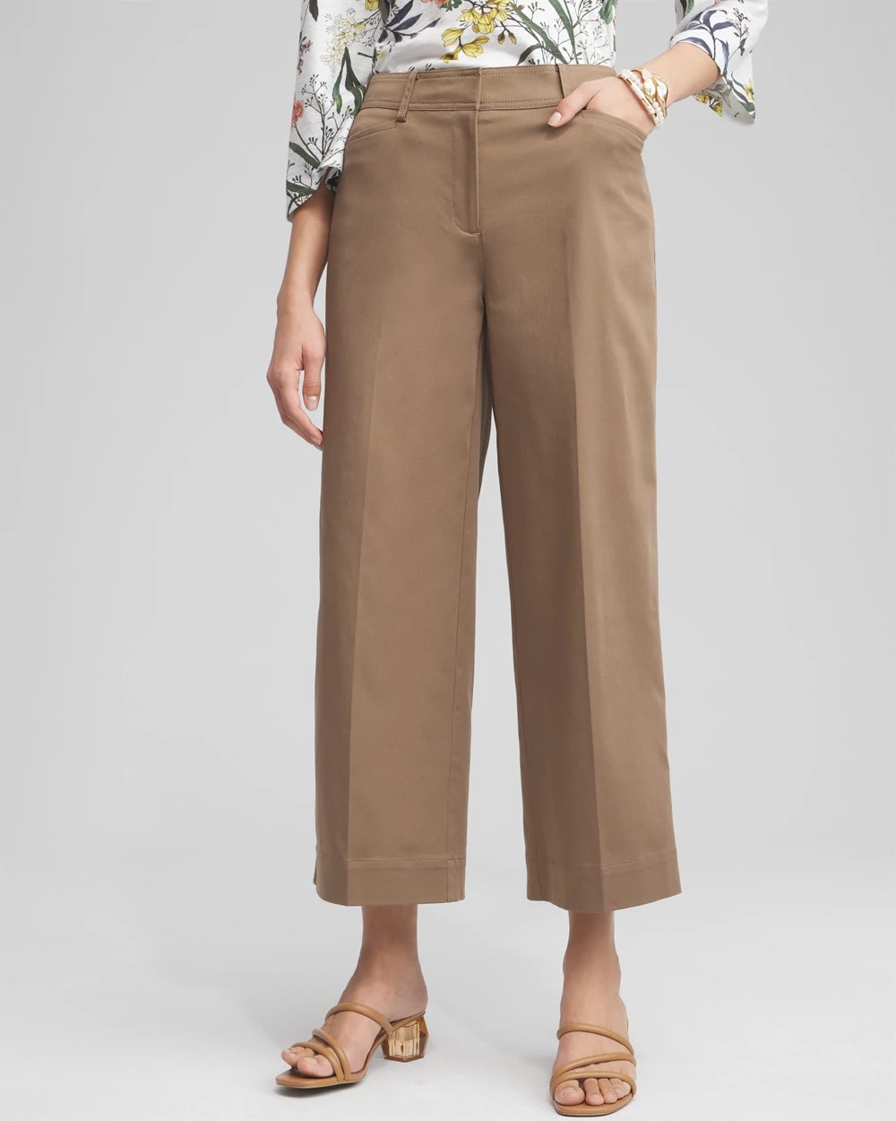Cotton Sateen Cropped Pants