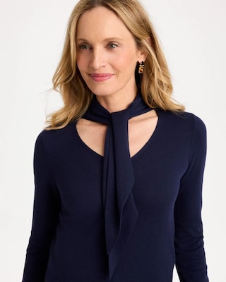 Tie-Neck Pullover Sweater click to view larger image.