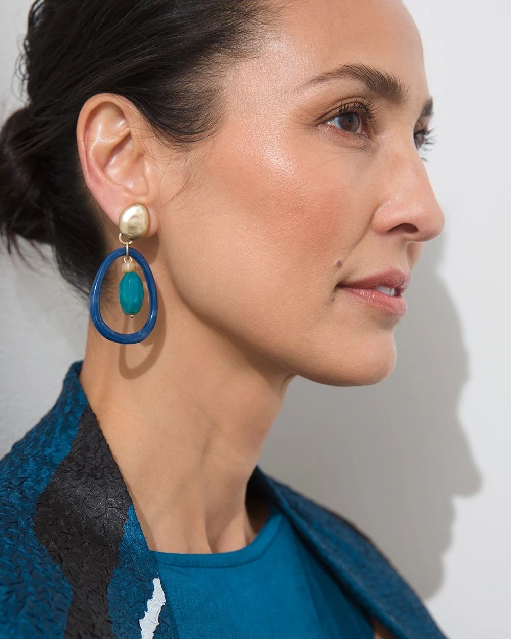 Clip-on Drop Hoop Earrings
