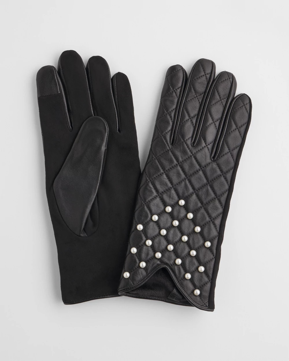 Leather Pearl Quilted Gloves