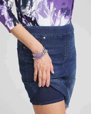 Pull-on Fray Hem Denim Skort