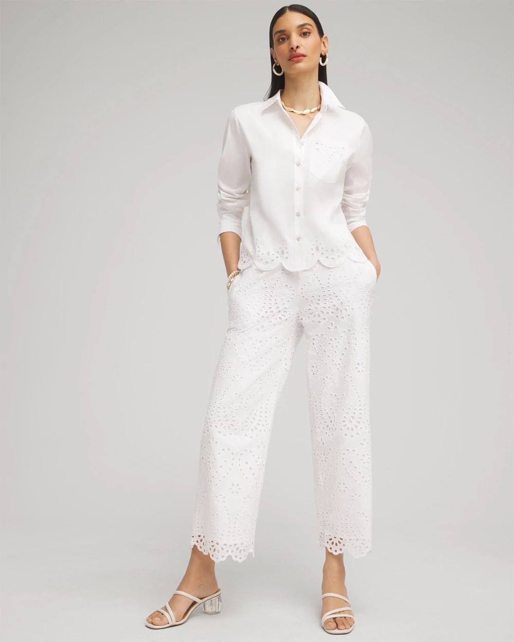 Eyelet Lace Cropped Pants
