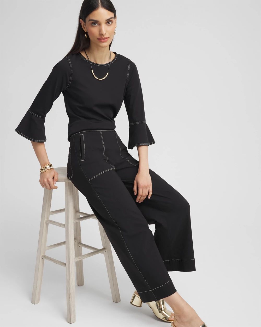 Contrast Stitch Detail Top