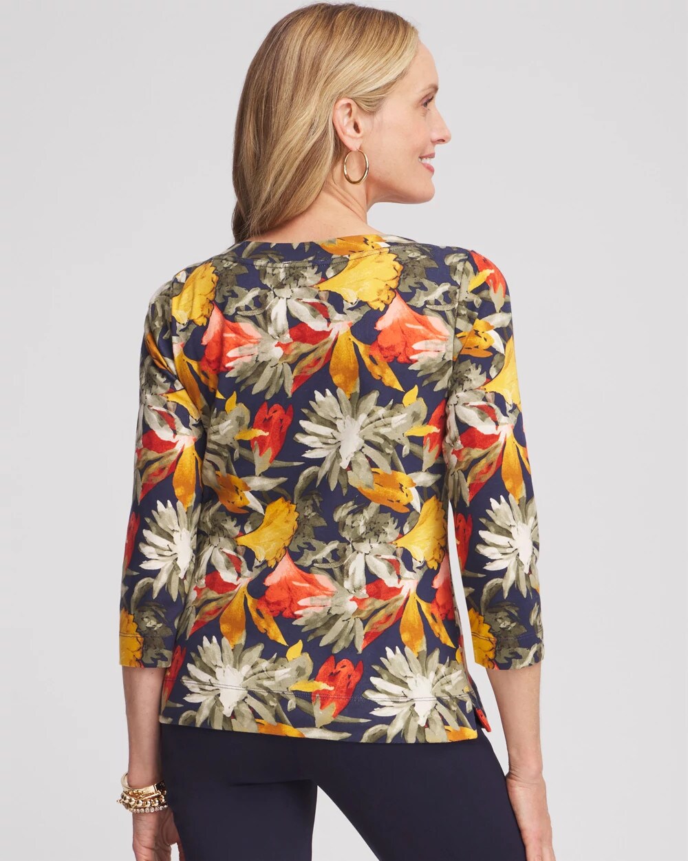 3/4 Sleeve Garden Bateau Neck Tee