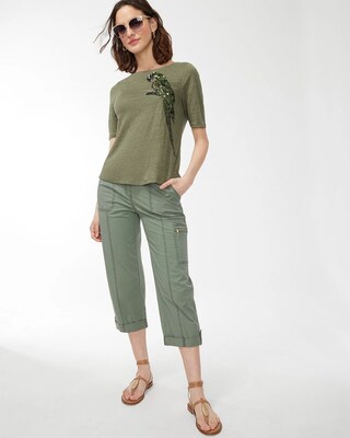 Linen Sequin Parrot Tee