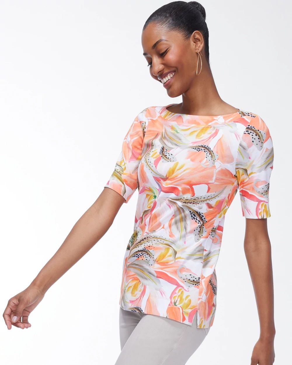 Pima Tiger Lily Print Everyday Tee