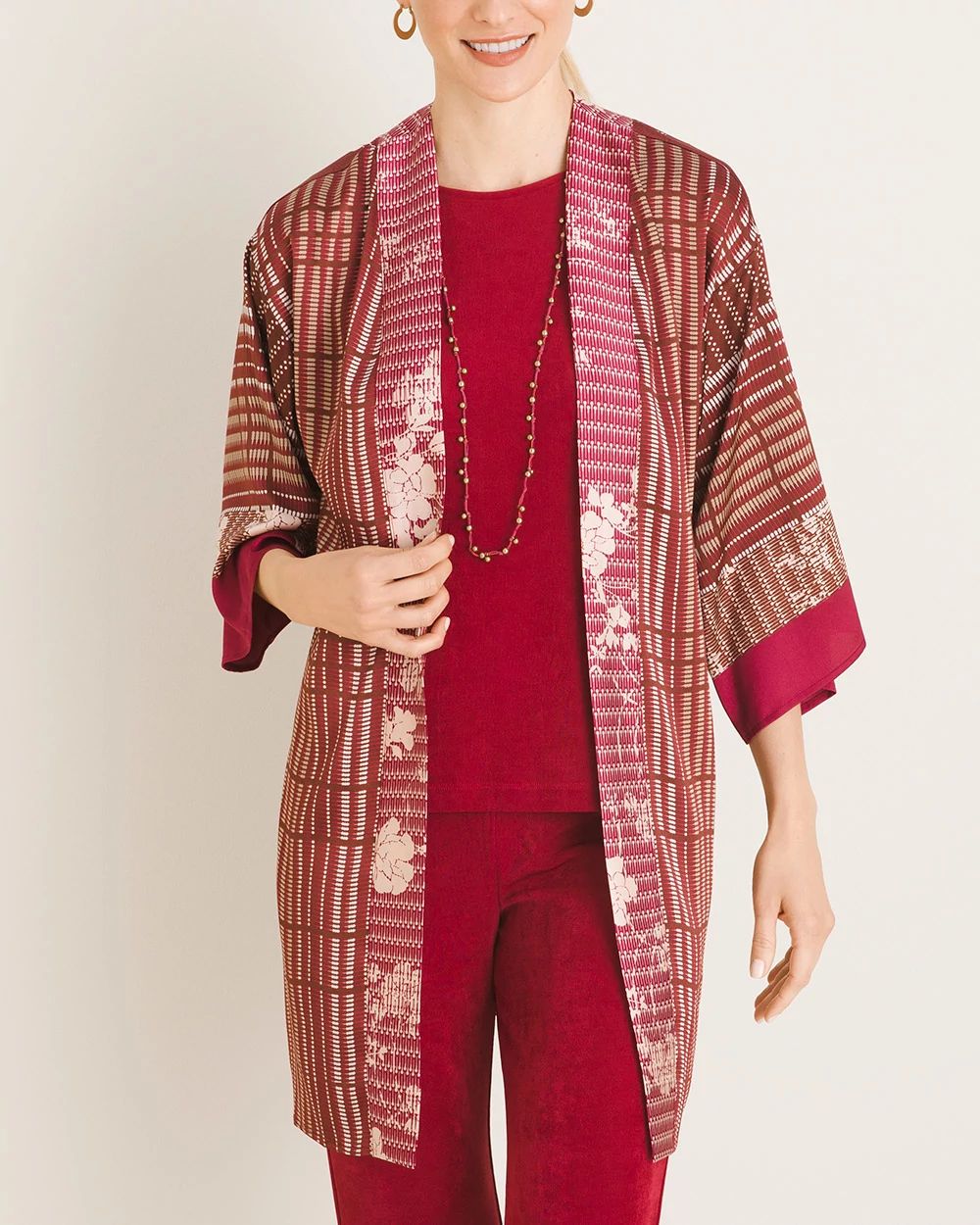 Travelers Collection Mixed-Print Kimono