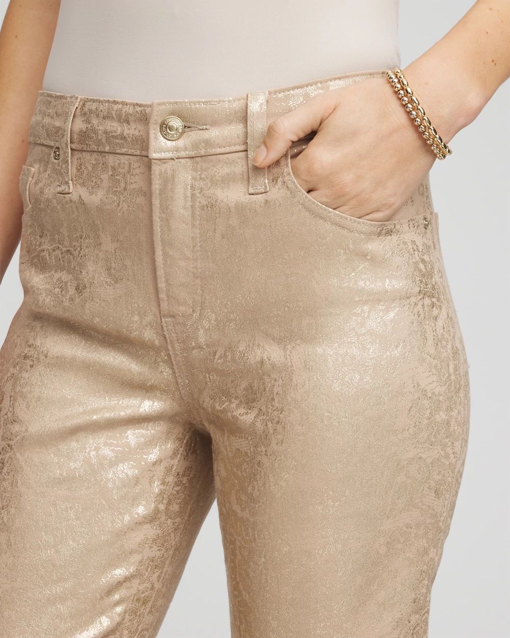 Girlfriend Slim Ankle Foiled Jeans