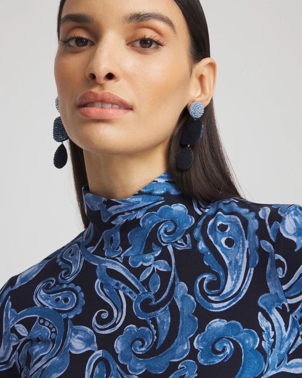 Touch of Cool™ Paisley Mock Neck Tee