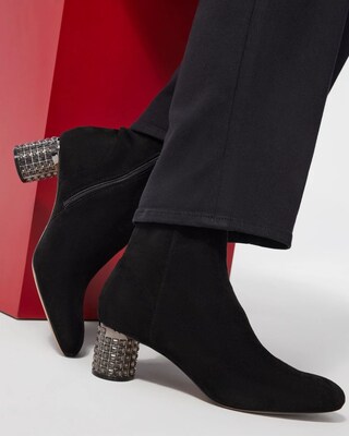 Vegan Suede Embellished Booties