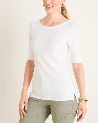 Pima Cotton Bateau-Neck Tee
