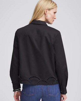 Poplin Embroidered-Hem Shirt click to view larger image.