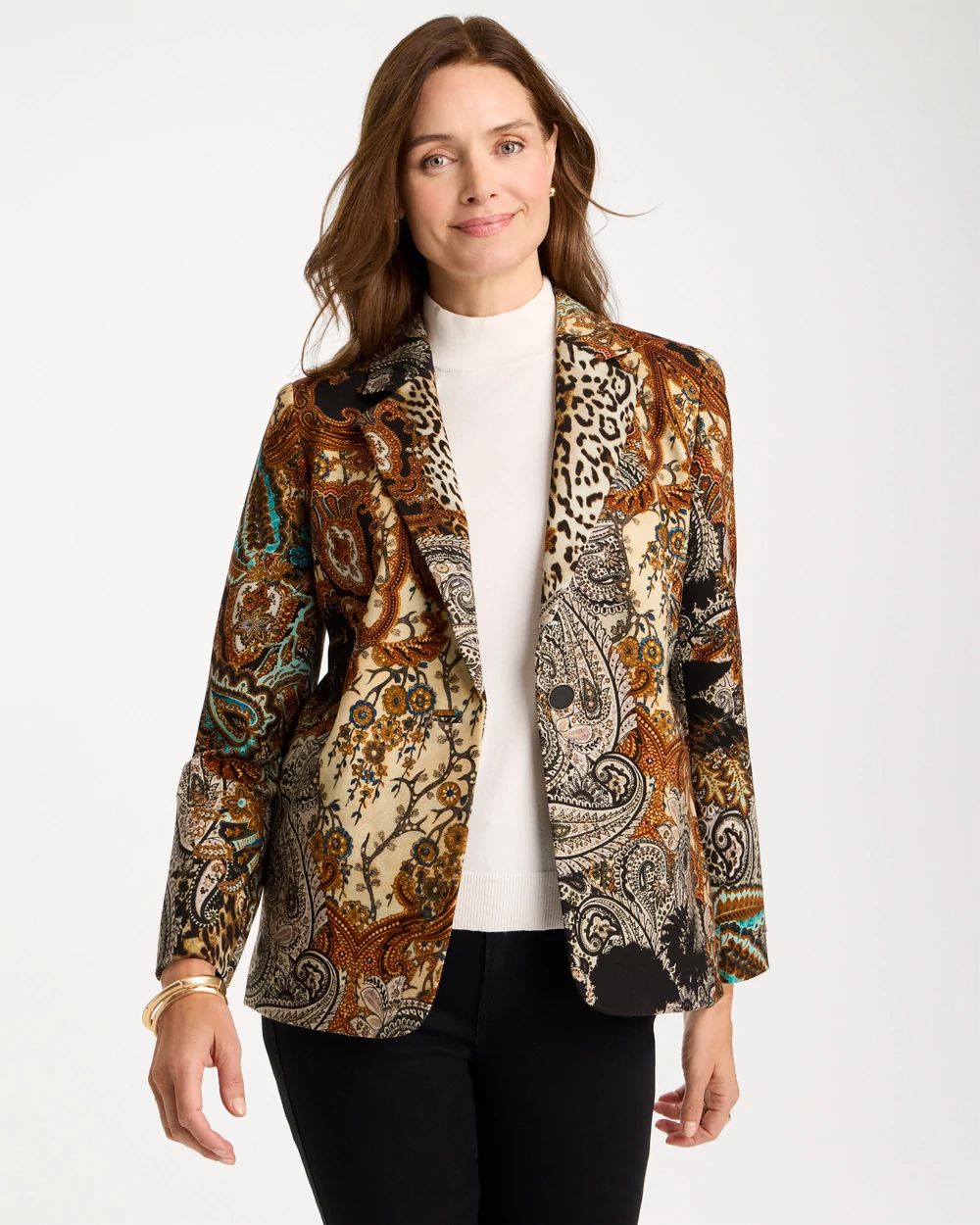Artisanal Print Ponte Blazer