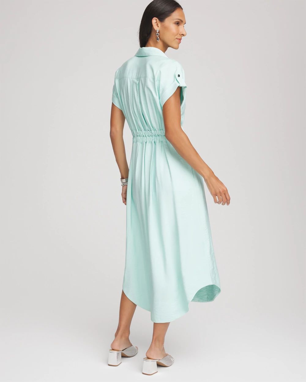 Hammered Rayon Midi Shirtdress