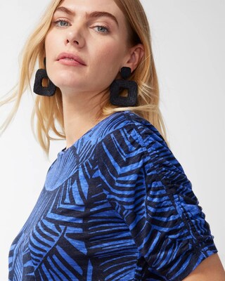 Linen Palms Ruched Sleeve Tee
