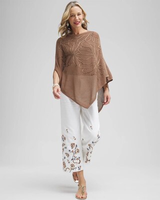 Embroidered Knit Triangle Poncho click to view larger image.