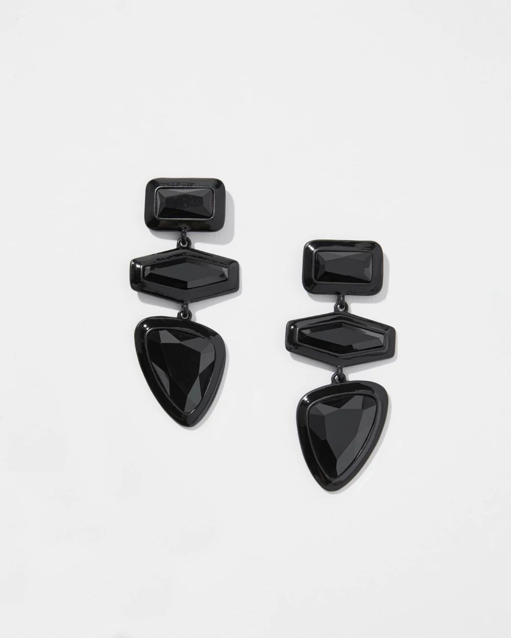 Black Linear Drop Earrings
