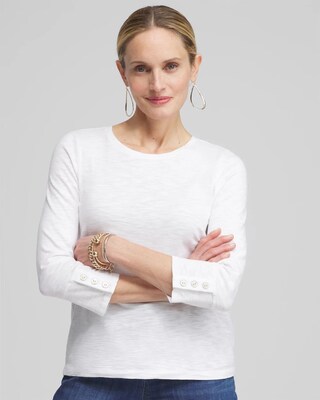 3/4 Sleeve Button Tee click to view larger image.