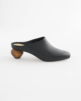 Wood Heel Leather Mule